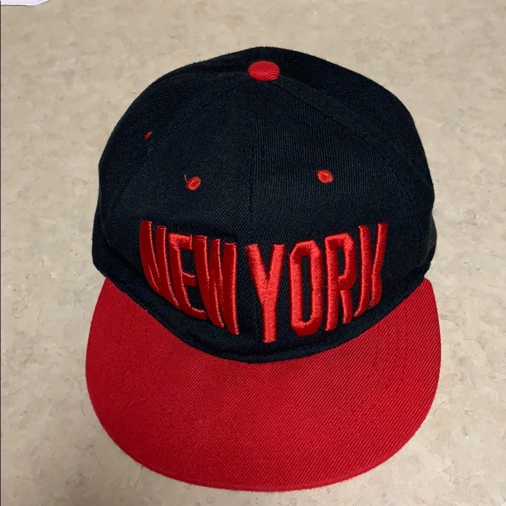 New York Hat Red Black Adjustable